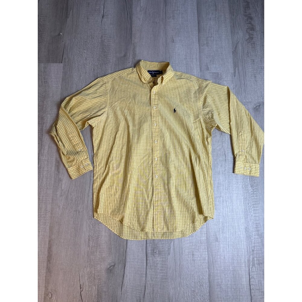 Ralph Lauren Men's Button-Down Shirt Yellow 100%  Cotton Yarmouth 34/35